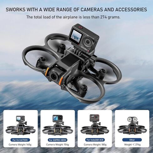 حامل كاميرا STARTRC Avata 2 ممتد لـ DJI Avata 2 /Action5 pro، لـ Gopro، لـ Insta360 X4/X3/Ace Pro، ملحقات حامل الكاميرا الرياضية متعددة الوظائف in Kuwait