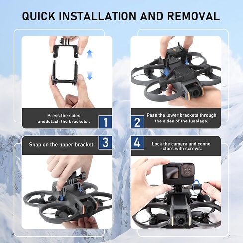 حامل كاميرا STARTRC Avata 2 ممتد لـ DJI Avata 2 /Action5 pro، لـ Gopro، لـ Insta360 X4/X3/Ace Pro، ملحقات حامل الكاميرا الرياضية متعددة الوظائف in Kuwait