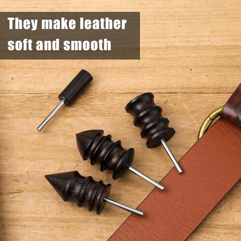 4pcs Leather Burnisher Bits for Rotary Tool, 4 Styles Leather Burnishing Tool Tips Polished Head Ebony Burnishing Machine Accessories for Leather Craft Edges (Style 1) in Kuwait
