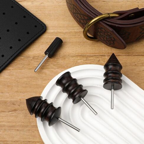 4pcs Leather Burnisher Bits for Rotary Tool, 4 Styles Leather Burnishing Tool Tips Polished Head Ebony Burnishing Machine Accessories for Leather Craft Edges (Style 1) in Kuwait