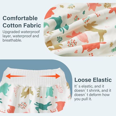 Waterproof Diaper Skirt for Baby Toddler Bed Wetting Training Diaper Shorts for Boys and Girls Night Time (Rabbit+Duck) - L in Saudi Arabia