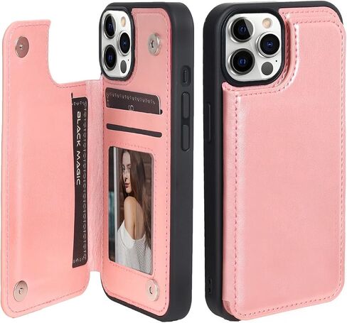 Women Phone Wallet Case Compatible for iPhone 14 Pro with Card Holder,Premuim Leather with Lace Flowers Pattren add Charms,Easily 3 Cards,Kickstand,Raised Coner Protections(Black,6.1inch) in Saudi Arabia