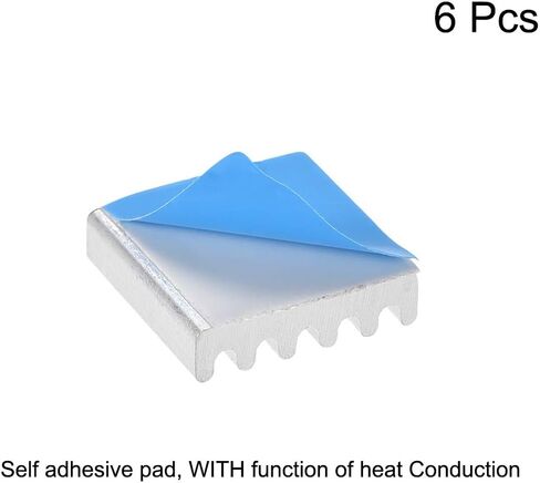 uxcell 10x10x10mm Silver Tone Aluminum Heatsink Thermal Adhesive Pad Cooler for Cooling 3D Printers 6Pcs in Saudi Arabia