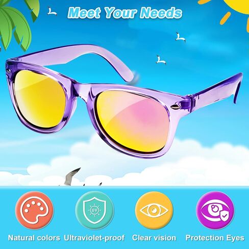 Kids Sunglasses Bulk Party Favors - 16 Packs Boys Girls Sunglasses for Kids Age 3-8 with UV 400 Protection, Neon Sunglasses for Kids Party in Saudi Arabia