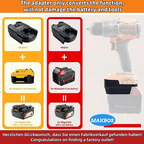 for Ridgid Battery Adapter,Adapter for Milwaukee M18 18V for Dewalt 20V Battery Converter to for Ridgid AEG 18V Li-ion Battery,for Ridgid18V Cordless Power Tools,Adaptor Only in Saudi Arabia