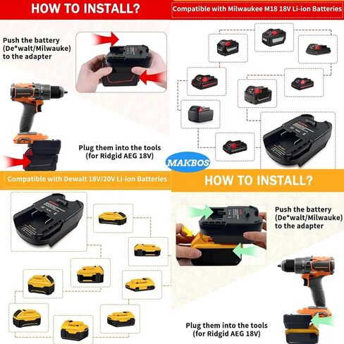for Ridgid Battery Adapter,Adapter for Milwaukee M18 18V for Dewalt 20V Battery Converter to for Ridgid AEG 18V Li-ion Battery,for Ridgid18V Cordless Power Tools,Adaptor Only in Saudi Arabia