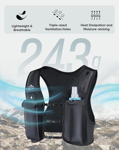 Running Vest for Women Men, USA Original Patent, Adjustable Chest Straps Running Hydration Vest with 500ml Soft Flask, Lightweight Breathable Reflective Running Vest for Trail Running Hiking in Saudi Arabia