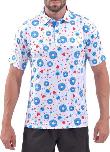 DEOLAX Mens Polo Shirts Fashion Print Mens Golf Shirt Dry Fit Mens Golf Polo Short Sleeve Quick Dry Funny Golf Shirt for Men in Kuwait