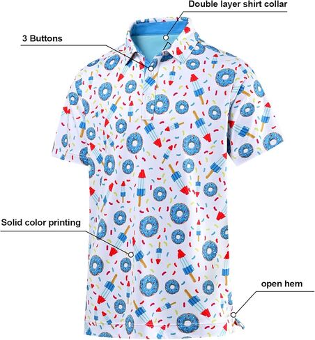 DEOLAX Mens Polo Shirts Fashion Print Mens Golf Shirt Dry Fit Mens Golf Polo Short Sleeve Quick Dry Funny Golf Shirt for Men in Kuwait