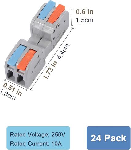 12 PCS Pluggable Wire Connectors for AWG 24-12, Hand Protecting 2 Conductor Push-in Lever Wire Connectors, Reusable Electrical Connectors, Wire Splice Connectors for Automotive and Electric Wiring in Kuwait