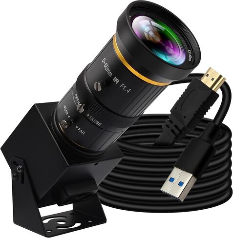 كاميرا HDMI USB 4K 60 إطارًا في الثانية عالية السرعة USB3.0 HDMI كاميرا إخراج متزامنة مع عدسة تكبير يدوية 2.8-12 مم 4X H.264 كاميرا فيديو USB قريبة لاجتماع البث المباشر لعبادة الكنيسة عبر الإنترنت in Kuwait