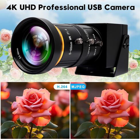 كاميرا HDMI USB 4K 60 إطارًا في الثانية عالية السرعة USB3.0 HDMI كاميرا إخراج متزامنة مع عدسة تكبير يدوية 2.8-12 مم 4X H.264 كاميرا فيديو USB قريبة لاجتماع البث المباشر لعبادة الكنيسة عبر الإنترنت in Kuwait