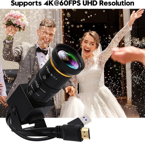 كاميرا HDMI USB 4K 60 إطارًا في الثانية عالية السرعة USB3.0 HDMI كاميرا إخراج متزامنة مع عدسة تكبير يدوية 2.8-12 مم 4X H.264 كاميرا فيديو USB قريبة لاجتماع البث المباشر لعبادة الكنيسة عبر الإنترنت in Kuwait