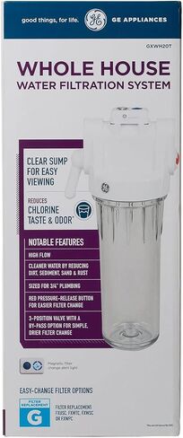 GE Whole House Water Filtration System | Reduces Sediment, Rust & More | Install Kit & Accessories Included | Filter Not Included | Replace Filter (FTHPM, FTHTM, FTHLM) Every 3 Months | GXWH50M in Saudi Arabia