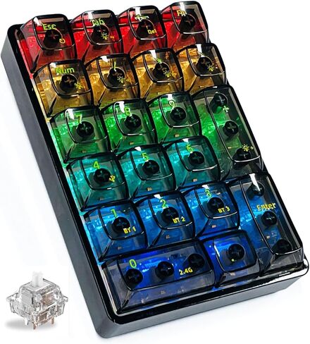 K21 RGB Backlit Tri-Mode Transparent Wireless Mechanical Number Pad Supports 3 Bluetooth/2.4GHz/Type C Wired,Hot Swappable 21 Keys Mechanical Numpad with Transparent Keycaps White in Kuwait