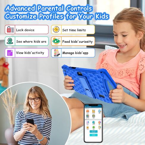 Kids Tablet, 7 inch Tablet for Kids 6GB RAM 32GB ROM Android 13 Toddler Tablet with Bluetooth, WiFi, GMS, Parental Control, Dual Camera, Shockproof Case, Educational, Games (Dark Blue) in Saudi Arabia