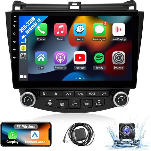 ستيريو سيارة Leadfan لهوندا أكورد 7th 2003 2004 2005 2006 2007 راديو متوافق مع Apple Carplay اللاسلكي Android Auto 10.1 بوصة شاشة تعمل باللمس داخل لوحة القيادة نظام تحديد المواقع العالمي واي فاي بلوتوث وحدة الكاميرا الاحتياطية in Saudi Arabia