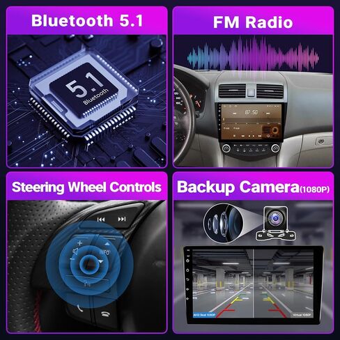 ستيريو سيارة Leadfan لهوندا أكورد 7th 2003 2004 2005 2006 2007 راديو متوافق مع Apple Carplay اللاسلكي Android Auto 10.1 بوصة شاشة تعمل باللمس داخل لوحة القيادة نظام تحديد المواقع العالمي واي فاي بلوتوث وحدة الكاميرا الاحتياطية in Saudi Arabia