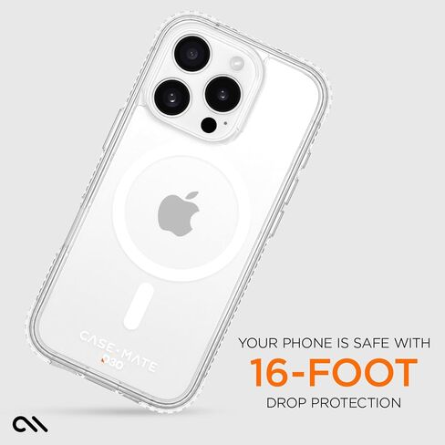 Case-Mate iPhone 16 Pro Case [Compatible with MagSafe] Tough Shockproof Phone Case with 16ft D3O Drop Protection - Premium Rugged Cover for iPhone 16 Pro - Clear in Saudi Arabia