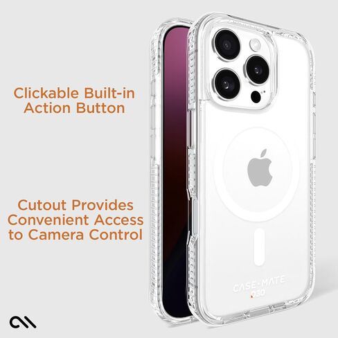 Case-Mate iPhone 16 Pro Case [Compatible with MagSafe] Tough Shockproof Phone Case with 16ft D3O Drop Protection - Premium Rugged Cover for iPhone 16 Pro - Clear in Saudi Arabia