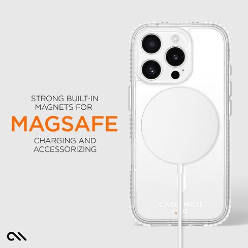 Case-Mate iPhone 16 Pro Case [Compatible with MagSafe] Tough Shockproof Phone Case with 16ft D3O Drop Protection - Premium Rugged Cover for iPhone 16 Pro - Clear in Saudi Arabia