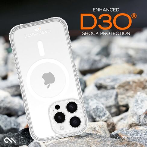 Case-Mate iPhone 16 Pro Case [Compatible with MagSafe] Tough Shockproof Phone Case with 16ft D3O Drop Protection - Premium Rugged Cover for iPhone 16 Pro - Clear in Saudi Arabia