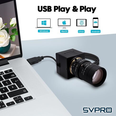 SVPRO 5-50mm Zoom Lens USB Camera 5MP 30fps High Definition Webcam Manual Focus Computer Camera 10X Optical Zoom Industrial Lightburn Camera IMX335 UVC Telescope USB Security Video Camera in Kuwait