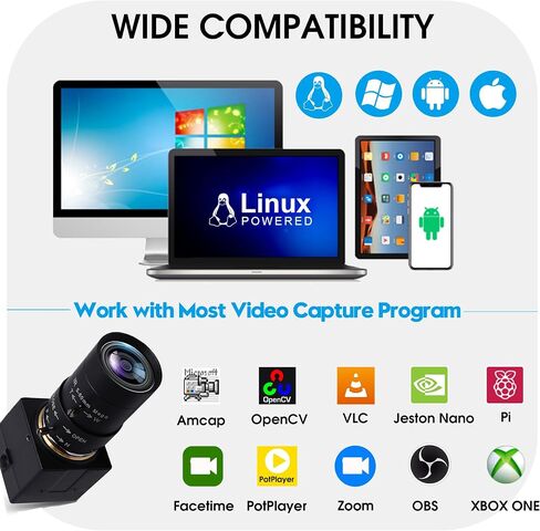 SVPRO 5-50mm Zoom Lens USB Camera 5MP 30fps High Definition Webcam Manual Focus Computer Camera 10X Optical Zoom Industrial Lightburn Camera IMX335 UVC Telescope USB Security Video Camera in Kuwait
