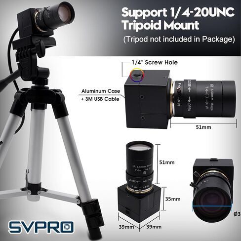SVPRO 5-50mm Zoom Lens USB Camera 5MP 30fps High Definition Webcam Manual Focus Computer Camera 10X Optical Zoom Industrial Lightburn Camera IMX335 UVC Telescope USB Security Video Camera in Kuwait