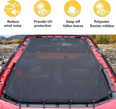Sunshade Bikini Top for 2018-2023 Jeep Wrangler JL Sahara Rubicon 2 Door 4 Door, Durable Polyester Mesh Top Sun Shade Bimini Top, Black in Kuwait