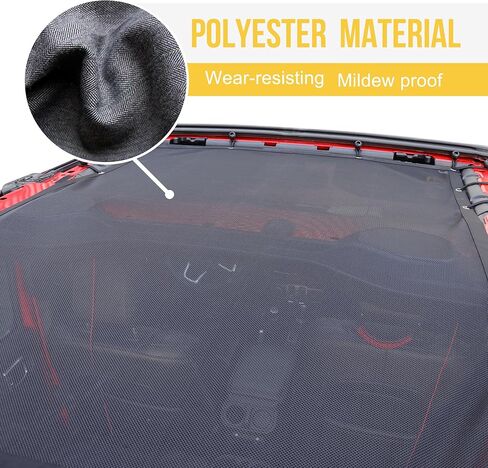 Sunshade Bikini Top for 2018-2023 Jeep Wrangler JL Sahara Rubicon 2 Door 4 Door, Durable Polyester Mesh Top Sun Shade Bimini Top, Black in Kuwait