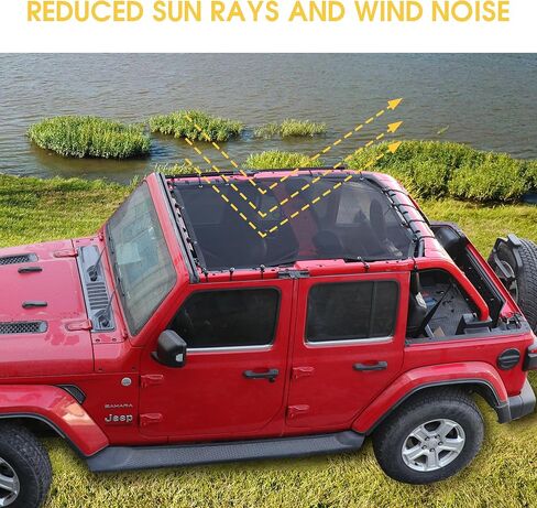 Sunshade Bikini Top for 2018-2023 Jeep Wrangler JL Sahara Rubicon 2 Door 4 Door, Durable Polyester Mesh Top Sun Shade Bimini Top, Black in Kuwait