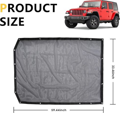 Sunshade Bikini Top for 2018-2023 Jeep Wrangler JL Sahara Rubicon 2 Door 4 Door, Durable Polyester Mesh Top Sun Shade Bimini Top, Black in Kuwait