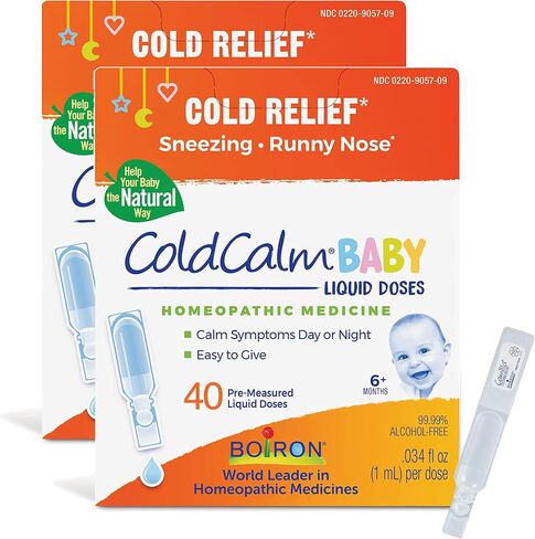 Boiron ColdCalm Baby 40 Count Bundle - Single-Use Drops for Relief from Cold Symptoms of Sneezing, Runny Nose, and Nasal Congestion - Sterile, Non-Drowsy Calm (8 Packets with 5 Liquid Doses) in Saudi Arabia