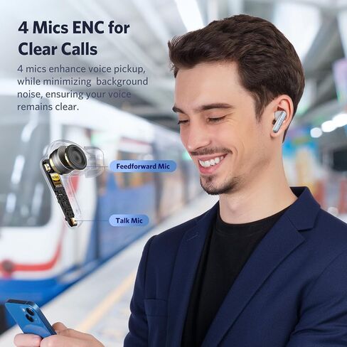 EarFun Air 2 Wireless Earbuds, 10mm Drivers with LDAC Bluetooth Earbuds, Hi-Res Audio, Bluetooth 5.3 with Multipoint Connection, 4 Mics, Wireless Charging, 40H Playtime, App Customization, IPX7 in Saudi Arabia