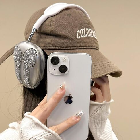 Compatible with AirPods Max Case,Cute Bow Luxurious Design,Clear Crystal Glitter Shining Bling Diamonds Case Cover for AirPod Max Suitable for Ladies Girls Gifts (Silver) in Saudi Arabia