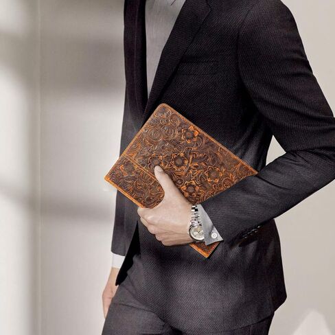 Gexmil Leather Case for iPad 10.2 inch 9th/8th/7th Gen. 2021/2020/2019 with Pencil Holder, Genuine Leather Cover Auto Sleep/Wake,Smart Folio Shockproof Protective,Anti-Fingerprint,Flower Brown in Saudi Arabia