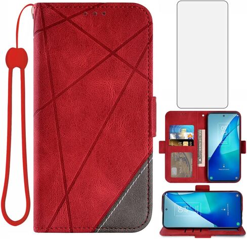 Asuwish Compatible with TCL 20S/TCL 20 5G/TCL 20L/TCL 20L+ Plus Wallet Case and Tempered Glass Screen Protector Leather Flip Card Holder Stand Cell Accessories Phone Cover for TCL20S TCL20L+ Women Red in Saudi Arabia