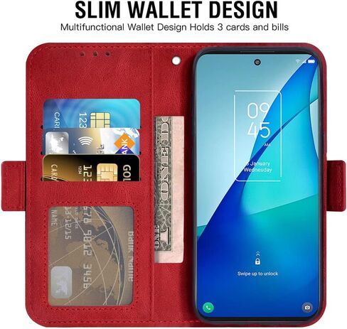 Asuwish Compatible with TCL 20S/TCL 20 5G/TCL 20L/TCL 20L+ Plus Wallet Case and Tempered Glass Screen Protector Leather Flip Card Holder Stand Cell Accessories Phone Cover for TCL20S TCL20L+ Women Red in Saudi Arabia