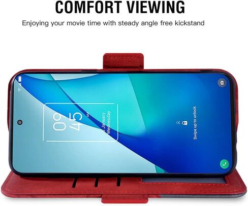 Asuwish Compatible with TCL 20S/TCL 20 5G/TCL 20L/TCL 20L+ Plus Wallet Case and Tempered Glass Screen Protector Leather Flip Card Holder Stand Cell Accessories Phone Cover for TCL20S TCL20L+ Women Red in Saudi Arabia