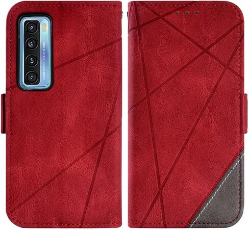 Asuwish Compatible with TCL 20S/TCL 20 5G/TCL 20L/TCL 20L+ Plus Wallet Case and Tempered Glass Screen Protector Leather Flip Card Holder Stand Cell Accessories Phone Cover for TCL20S TCL20L+ Women Red in Saudi Arabia