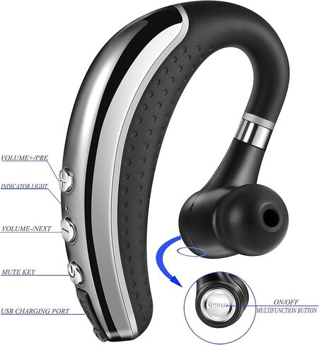 Bluetooth Headset V5.1,Wireless Bluetooth Earpiece with CVC8.0 Dual Mic Noise Cancelling,500mAh Battery for 110H Work Time,Handsfree Earphones for Cell Phones/PC for Business Office/Driving in Saudi Arabia