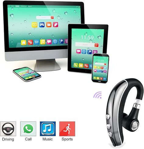 Bluetooth Headset V5.1,Wireless Bluetooth Earpiece with CVC8.0 Dual Mic Noise Cancelling,500mAh Battery for 110H Work Time,Handsfree Earphones for Cell Phones/PC for Business Office/Driving in Saudi Arabia