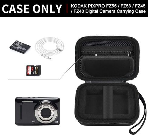 حافظة كاميرا رقمية PAIYULE متوافقة مع Kodak لـ PIXPRO FZ45/55 16MP، ومقسم تخزين حقيبة الكاميرات لبطاقة الذاكرة، وجيب شبكي للحمل للكابلات والمزيد من الملحقات (الصندوق فقط) in Kuwait