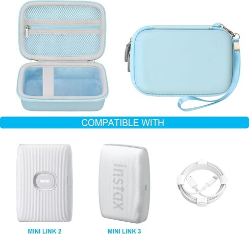 Hard Carrying Case for Fujifilm Instax Mini Link 2/ Instax Mini Link 3 Smartphone Printer, Instax Mini Printer Travel Storage Case with Mesh Pocket for USB Cable, Instax Mini Film, Grey in Kuwait