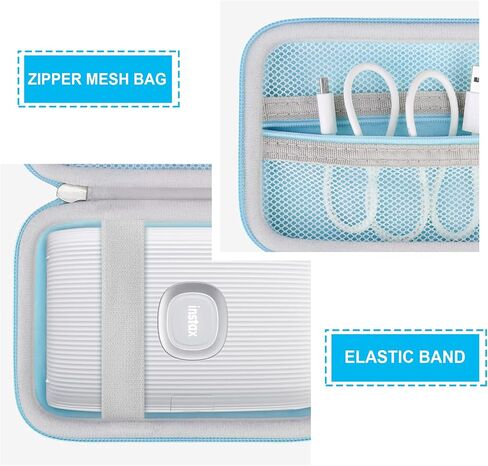 Hard Carrying Case for Fujifilm Instax Mini Link 2/ Instax Mini Link 3 Smartphone Printer, Instax Mini Printer Travel Storage Case with Mesh Pocket for USB Cable, Instax Mini Film, Grey in Kuwait