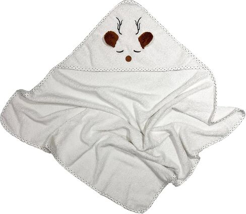 100% Organic Turkish Cotton Hooded Bath Towel for Newborn Boys and Girls, 380 GSM Super Absorbent and Ultra Soft Terry Towel with Embroidered, 30x30 Inches (Bear) in Saudi Arabia