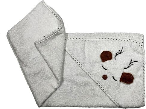 100% Organic Turkish Cotton Hooded Bath Towel for Newborn Boys and Girls, 380 GSM Super Absorbent and Ultra Soft Terry Towel with Embroidered, 30x30 Inches (Bear) in Saudi Arabia