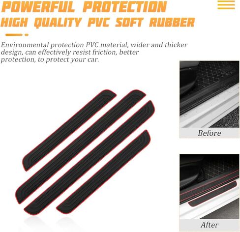 Car Door Sill Plate Protectors, 4 Pcs PVC Soft Rubber Front/Rear Door Sill Scuff Plate Guard, Universal Car Door Entry Decoration Stickers, Anti-Scratch Welcome Pedal Protector Cover in Kuwait