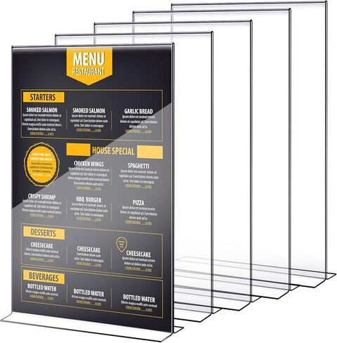 Shellwei 2 Pcs 11 x 14'' Acrylic Sign Holder Clear Vertical Table Tent Frame Paper Menu Photo Acrylic Display Stand Double Sided T Shape Flyer Holder for Picture Card Tabletops Restaurants Office Home in Saudi Arabia